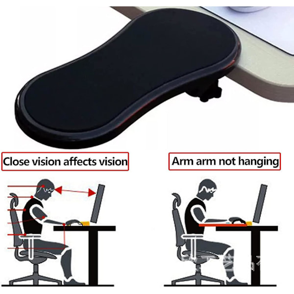 Ergonomisesti säädettävä työpöydän hiiren rannetuki, 180 asteen kierto, tietokoneen rannetuki, käsivarren tuki