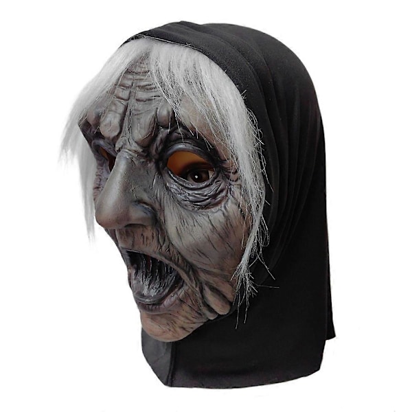 2024 Ondskabsfuld Hexe Krøllet Tunge Gysermaske Halloween Fest Fæstekostume Cosplay Horrormasker Rekvisitter