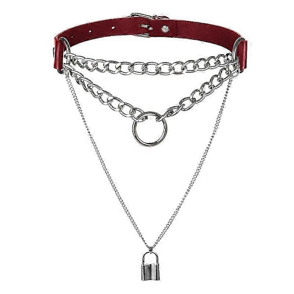 Egirl Choker Halskjede med Lås, Gotisk Halskjede, Punk Goth Smykker, Harajuku Stil, Svart Choker, Emo Grunge Estetiske Tilbehør