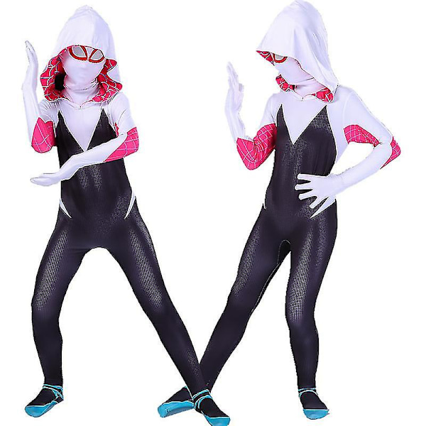 Gwen Spider-Man Bodysuit Aikuisten ja Lasten Halloween Cosplay-asu 100 kids (90-100cm)