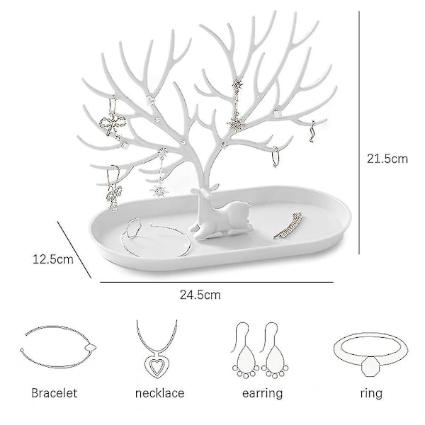 Hjortehorn Smykkesta, Tre-lags Smykkeholder Med Skuffer, Dekorativ Smykketre gray