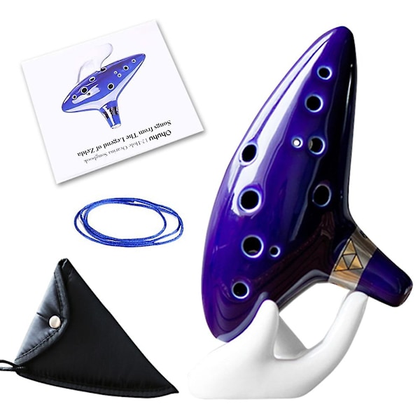 Ocarina with Song Book 12 Hole Alto C Ocarinas Play Gift with Display Stand Protective Bag New