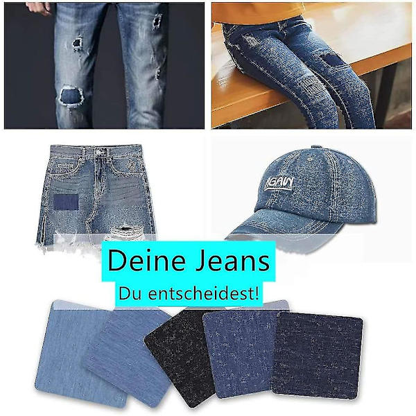 25 stk Denim Patches, 5 Farver Stryge-på Patches (5 Størrelser) -mxbc