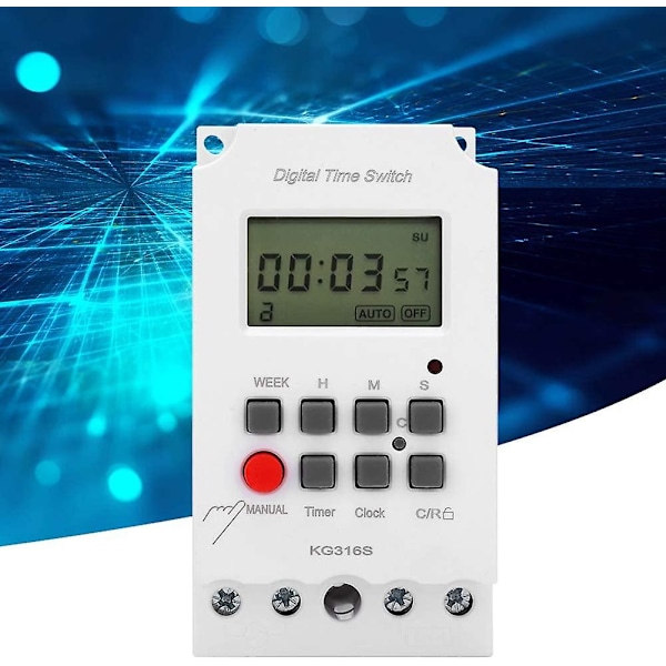 Digital Timer, Digital Elektronisk Timer, Super Stor LCD Skærm, LCD Mikrocomputer Timer, Sekundstyret Timer 32 Grupper Til/Fra 220V KG316S, Synkron