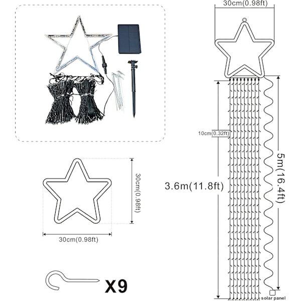 Solcellsdekorationer för trädgården Stjärnljus 344 LED 8 lägen (flerfärgad)