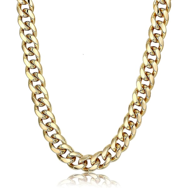 Cuban Curb Links 14k Gold Plated Necklaces Boyfriend Hip Hop Rapper 316l Stainless Steel Hypoallergenic Dainty Fashion Jewellry 16-30 Inch Length Chai