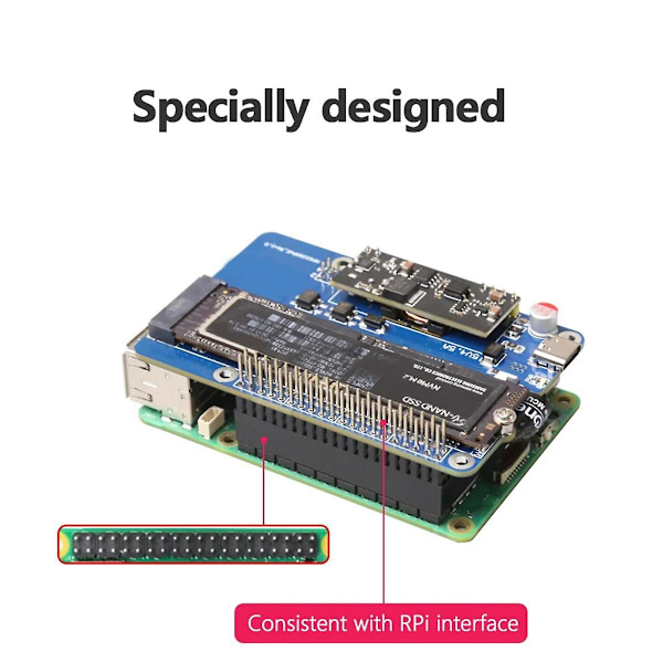 MPS2280 PoE til Raspberry Pi5 PoE PCIE til NVME SSD HAT Støtter 2230/2242/2280 SSD Støtter 5V4.5A Ou