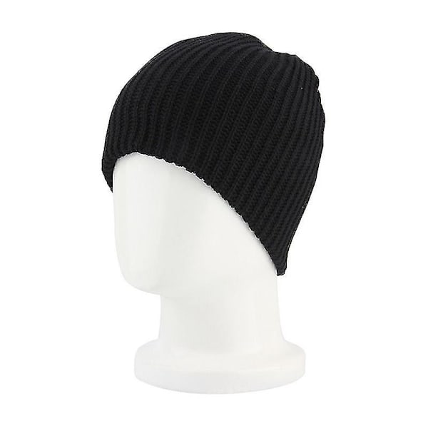 Hatt for menn og kvinner - Strikket, løs, beanie, hip hop, skalle, baggy, vinter, varm, overdimensjonert, baggy black