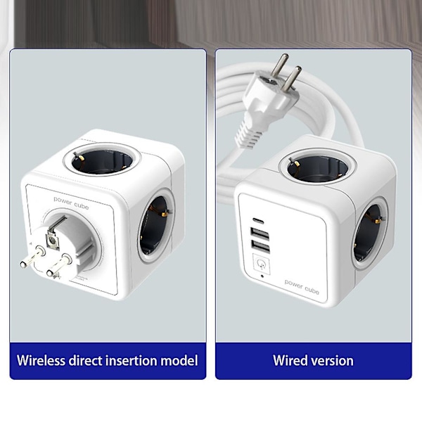 Europæisk Standard Multi-Ports Cubes Stikkontakt Letvægts Bærbar Stikadapter til Hjem/Kommerciel e04a