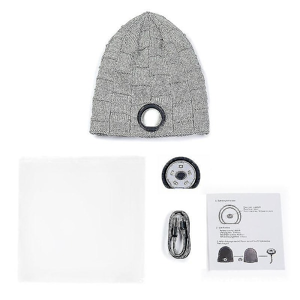 LED-belyst Beanie-lue Usb Ladbar Caps Unisex Vintervarmer Strikket Lue Med Lys