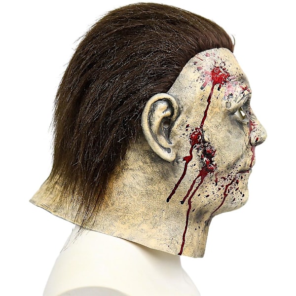 Horror Michael Myers Mordermaske Voksen Gyser Blodig Dræber Latex Fuld Hoved Halloween Maskerade Kostume Tilbehør