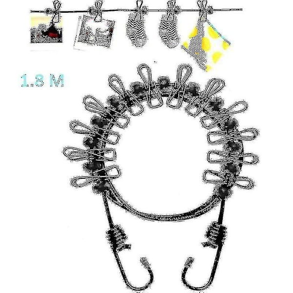 Torkställning Rep Retraktil Bärbar Klädlinje Förvaring Klädlinje Med 12 Klämmor För Tvätten Camping red