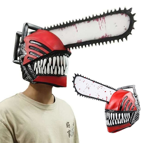 Anime Chainsaw Man 3d Mask For Adult, Halloween Denji Helmet, Bloody Pochita Denji Mask, Latex Full Head Mask For Cosplay Party