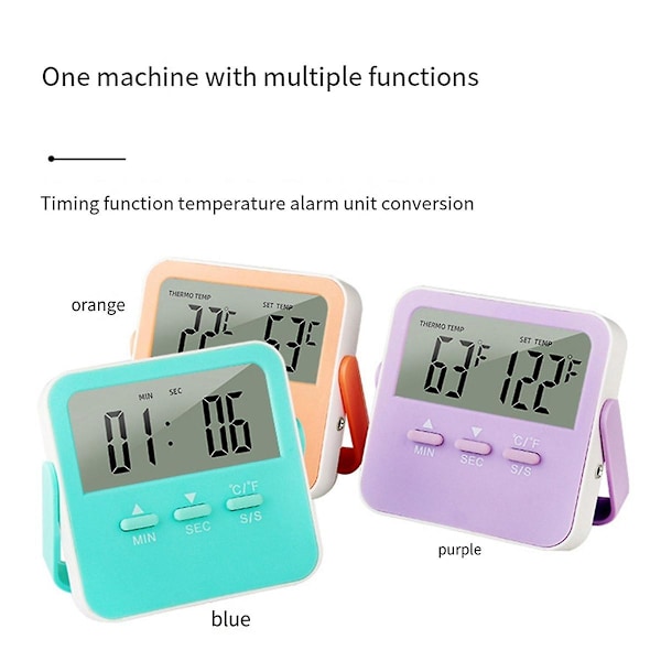 Digitalt Madtermometer Kogetemperatur Alarm Kogeur med LED Display Rustfrit Stål P