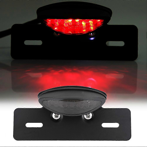 Motorsykkel LED Baklys Bremslys Nummerplate Lys for Cafe Racer Røykt