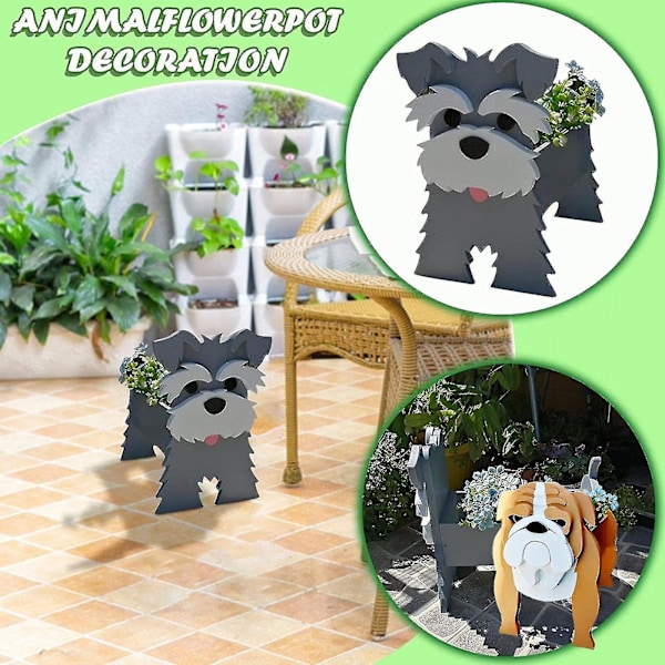 Haveplanter til udendørs planter Sød hund Dyreplantepotter Tegneserie Blomsterplanter Forskellige hunde Planter Blomsterpotter c