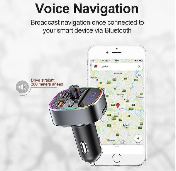 Biloplader Hurtig Opladning/ Mp3 Bluetooth Afspiller/ Fm Transmitter-YuJia