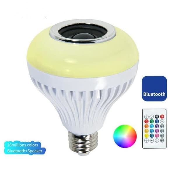 5-7W trådløs Bluetooth-høyttaler RGB LED-musikklampe E27 dimbar, 6500K kaldhvit