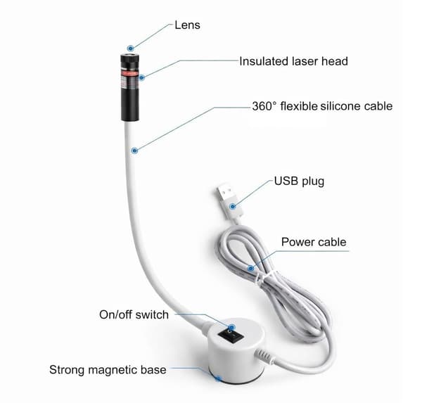 Laserguide med kors & magnet - USB