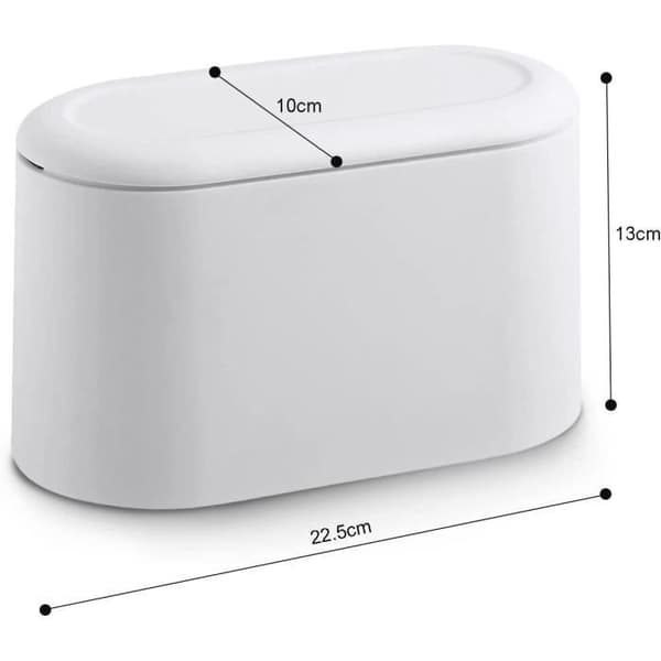 (White) Tabletop Trash Can, YSTP Small Tabletop Trash Can with Push-Button Lid for Bathroom, Office, Bedroom, and Kitchen, White