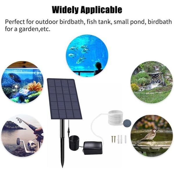 Solar iltpumpe - 2,5W plug-in - 0,8 L/min - Lav støj <60 dB - Justerbart panel