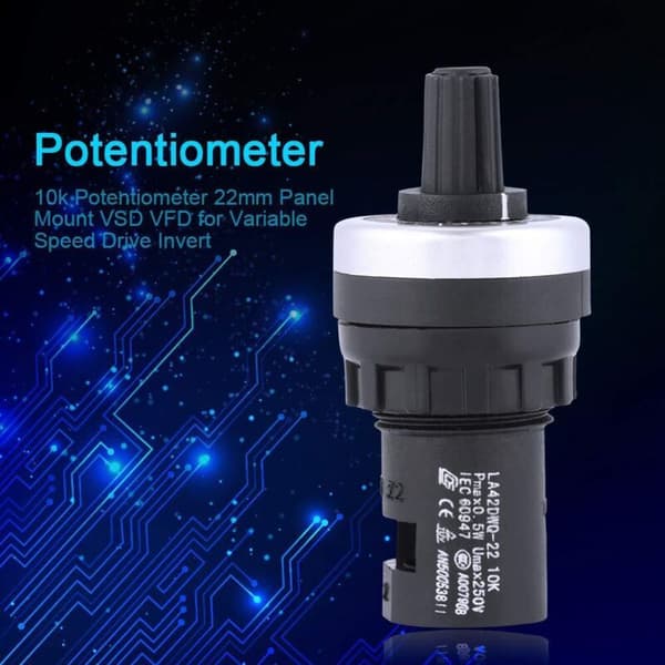 10 kΩ panelmonteret potentiometer til frekvensomformere (VSD/VFD) med reverserende rotation