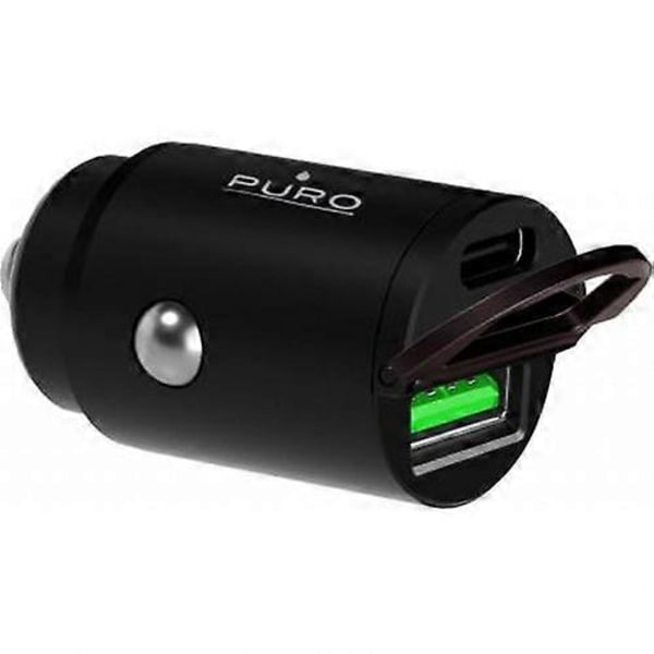 Dual USB A C PD 30W Power Delivery Mini Biloplader, Sort