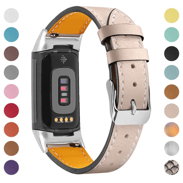 Genuine Leather Strap for Fitbit Charge 5/6 Beige