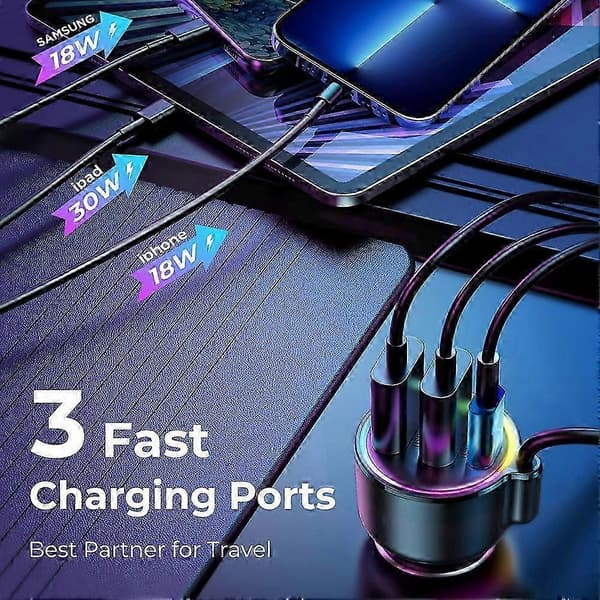 Bluetooth 5.3 Fm/aux Bluetooth Biladapter 3 Portar Pdqc3.0 Fm-modulator Bluetooth Bilsändare Billaddare Bluetooth-adapter