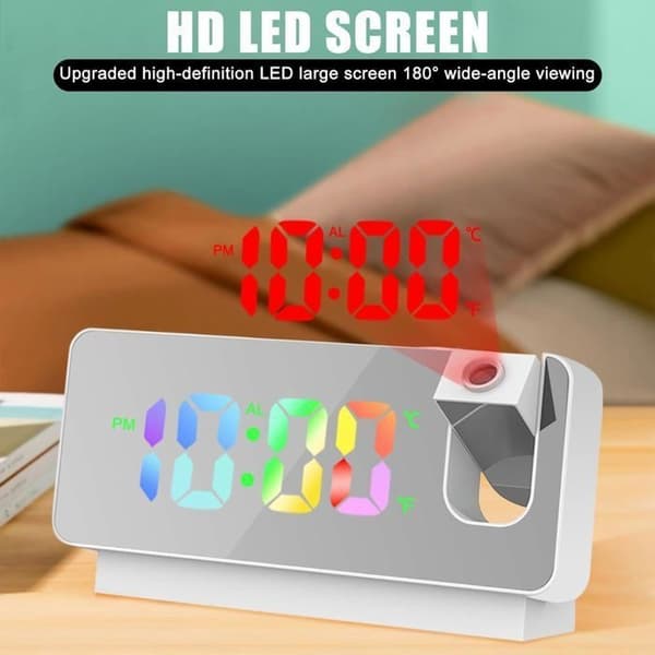GAGAFEEL Projection Alarm Clock, Mirror Screen Alarm Clock, Projection Alarm Clock with Temperature, Snooze, Night Mode, Adjustable Brightness