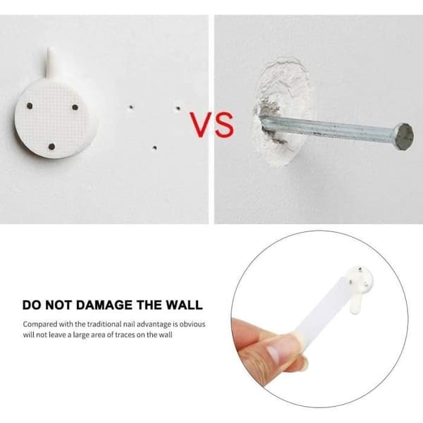 (White) Picture Hanging Kit - 42 Pieces - White - Plastic - Wall Mounting without Drilling