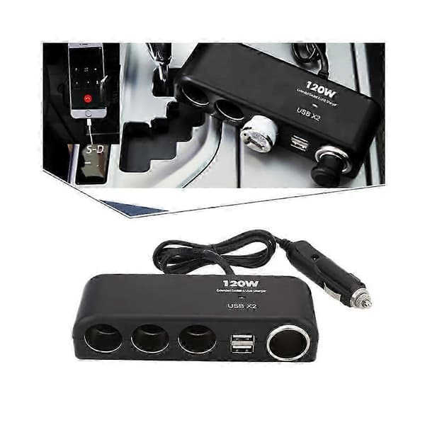 120W 12V/24V Bil Sigarettenner Splitter Lader Multifunksjon Billader