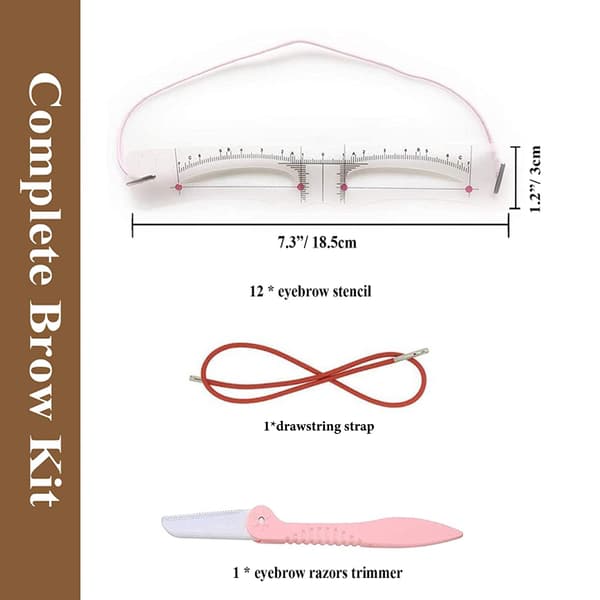 Eyebrow Stencil Kit, 12 Reusable Eyebrow Stencils with 1 Strap and 1 Eyebrow Razor, for Shaping and Drawing Eyebrows
