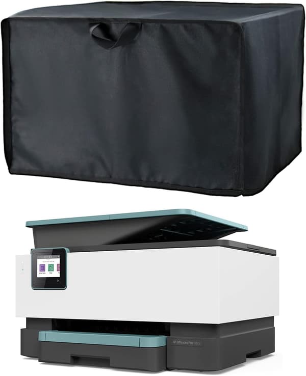 Dust Cover for HP/Epson/Canon/Brother Wireless Printers, 45*45*30CM Universal Printer Cover, 600D Waterproof Black Printer Protector