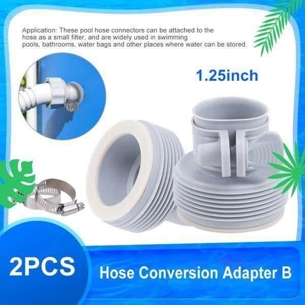 2-pack B-adapter för Intex-pool - ansluter pooler, slangadapter för pooltillbehör 3,8 cm till 3,8 cm