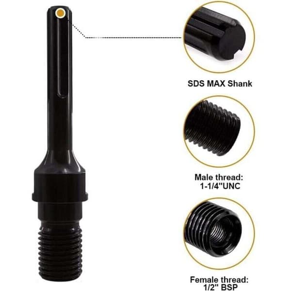 SDS MAX Adapter til 1 1/4\" UNC Diamantkerneborebit. Adapter til 190 mm Kernebor