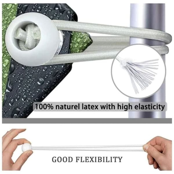AIMOONSA Pakke med 50 Elastiske Strammere, Elastiske Snore med Kugler, Bungee Snore, Elastiske Kugler til Telte, Bannere og Presenninger
