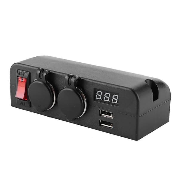 3-i-1 Multifunktionel USB Biloplader med Voltmeter og Strømadapter til Cigarettænderstik