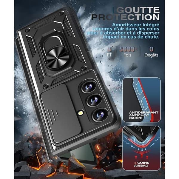Protective Case for Samsung Galaxy Z Fold 8 Ultra, Shockproof with Camera Protection - Black - 2 Tempered Glass