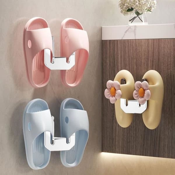 Wall-mounted shoe rack, bathroom shoe rack without drilling, hook for hanging shoes