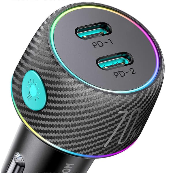 70W Dobbel PD Billader med Lysknapp