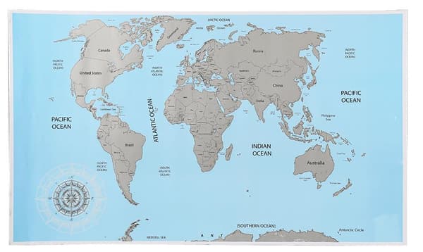 Skrabekort Verdenskort / Scratch Map - 88x52cm