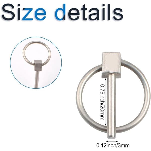 Set med 4 säkerhetsnålar i rostfritt stål, 3 mm