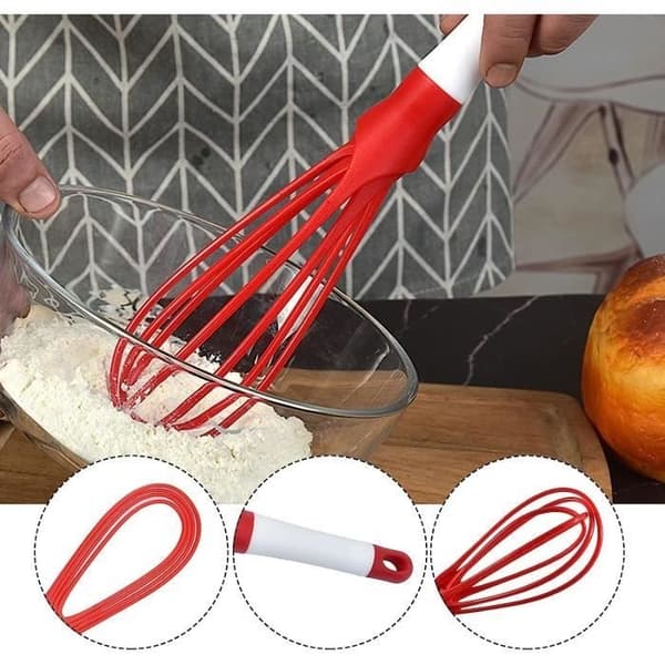 2 st 2-i-1 silikon vikbara vispar roterande ägg smör mixer non-stick köksredskap för matlagning