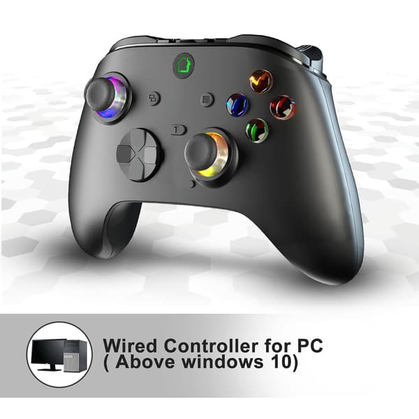 2025 Seneste Model Kablet Spilcontroller til X-BOX-1/One og PC, Understøtter RGB LED, Turbo, Programmerbar Knap, 3,5 mm Stik, Vibration, USB Ga