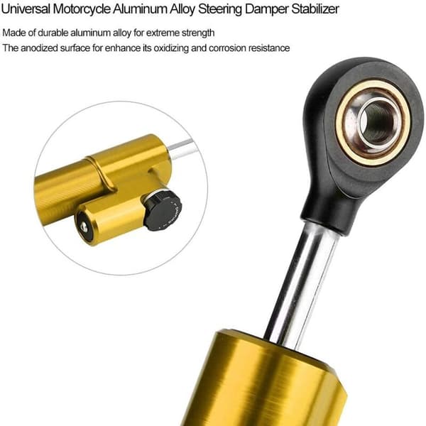 Styredæmper - Universal aluminiumslegering motorcykel styredæmper stabilisator (guld + sort)
