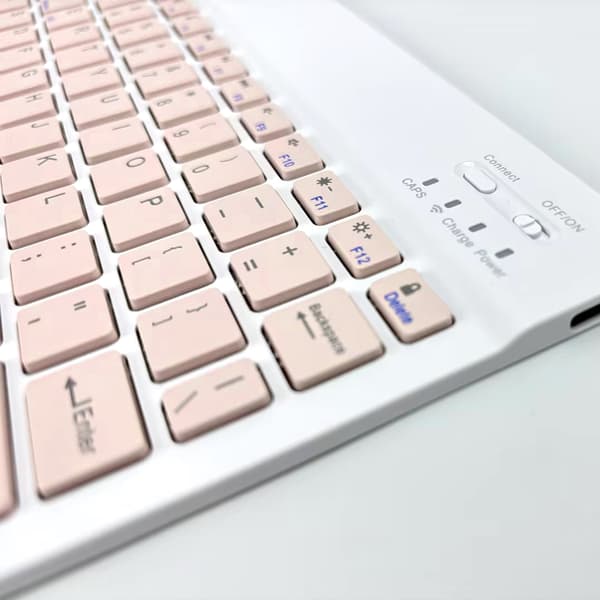 Bluetooth Keyboard and Mouse Combo - 10-inch Rechargeable Wireless Keyboard and Mouse Set with Case (Pink)