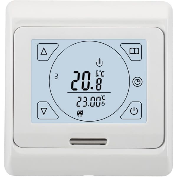AIMOONSA Programmerbare Ugentlige Varmetermostater med Touchscreen. AC230V 3A. Fungerer med strålevarme i gulvet. Hvid