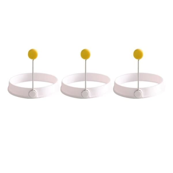 3 stk stekte eggeringer med håndtak, kreativ bakeform i silikon, omelett, stekt egg, kakeform - bakeform