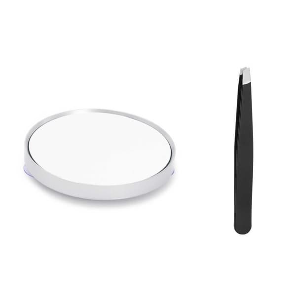 30X Magnifying Makeup Mirror with Tweezers - Portable Suction Cup Mirror for Beauty